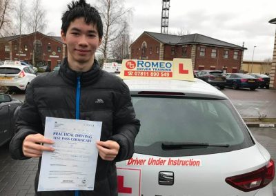 Owen Edwards after passing their driving test with Romeo Driver Training, Chester