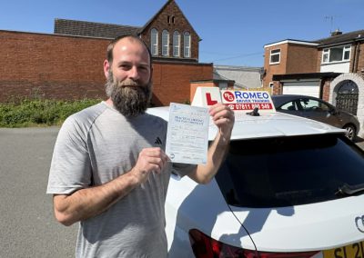 Paul Catherall after passing their driving test with Romeo Driver Training, Chester