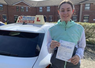 Ria Connolly after passing their driving test with Romeo Driver Training, Chester