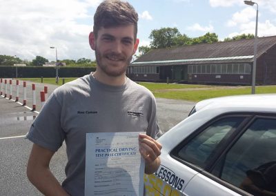 Ross Canham after passing their driving test with Romeo Driver Training, Chester