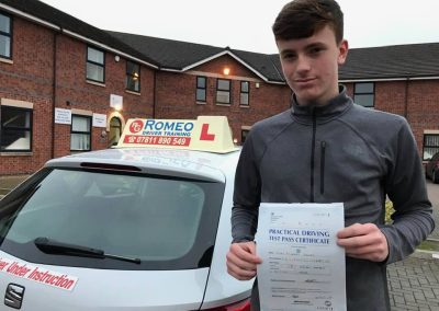 Ryan Davies after passing their driving test with Romeo Driver Training, Chester