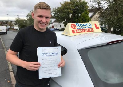 Ryan Pleavin after passing their driving test with Romeo Driver Training, Chester
