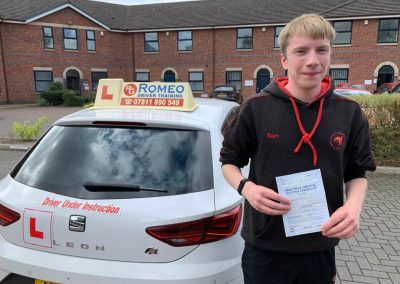 Sam Dunn after passing their driving test with Romeo Driver Training, Chester