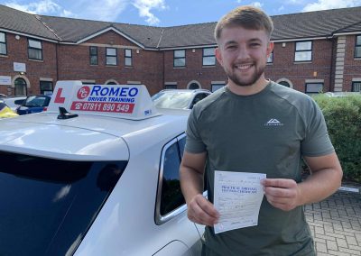 Sam Vincent after passing their driving test with Romeo Driver Training, Chester