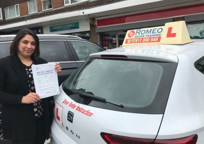 Sarah Elfituri after passing their driving test with Romeo Driver Training, Chester