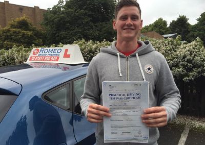 Sean Cumming after passing their driving test with Romeo Driver Training, Chester