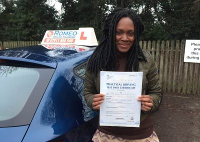 Shanice Drenz Allen after passing their driving test with Romeo Driver Training, Chester