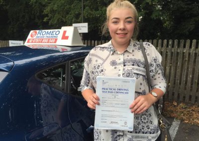 Stacey Povey after passing their driving test with Romeo Driver Training, Chester