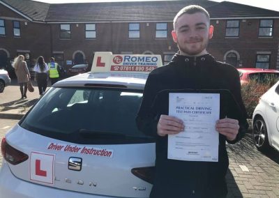 Teo Guzzo after passing their driving test with Romeo Driver Training, Chester