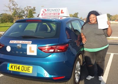 Wayokha after passing their driving test with Romeo Driver Training, Chester