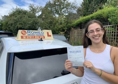 Zara Arshad-Roberts after passing their driving test with Romeo Driver Training, Chester