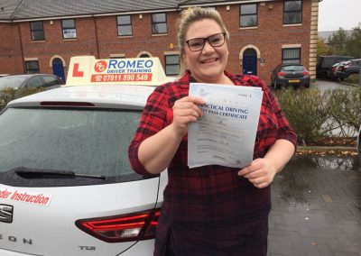 Zoe Farebrother after passing their driving test with Romeo Driver Training, Chester